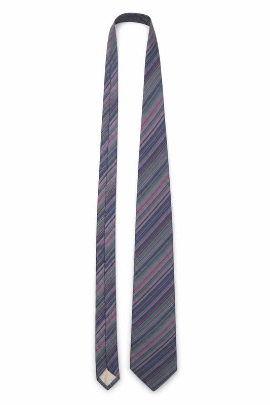 Mens Francesco Smalto Blue Striped 100% Silk Designer Tie