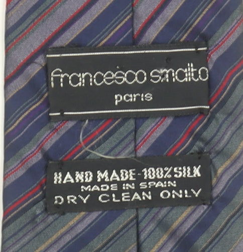 Francesco Smalto Paris Men's Blue Striped Silk Designer Tie