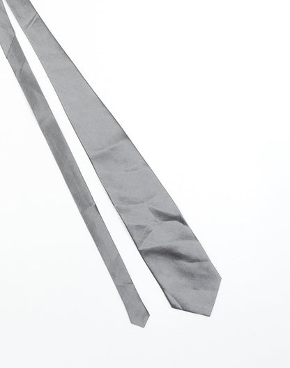 Kailong Men's Grey Handmade 100% Silk Pointed Tie