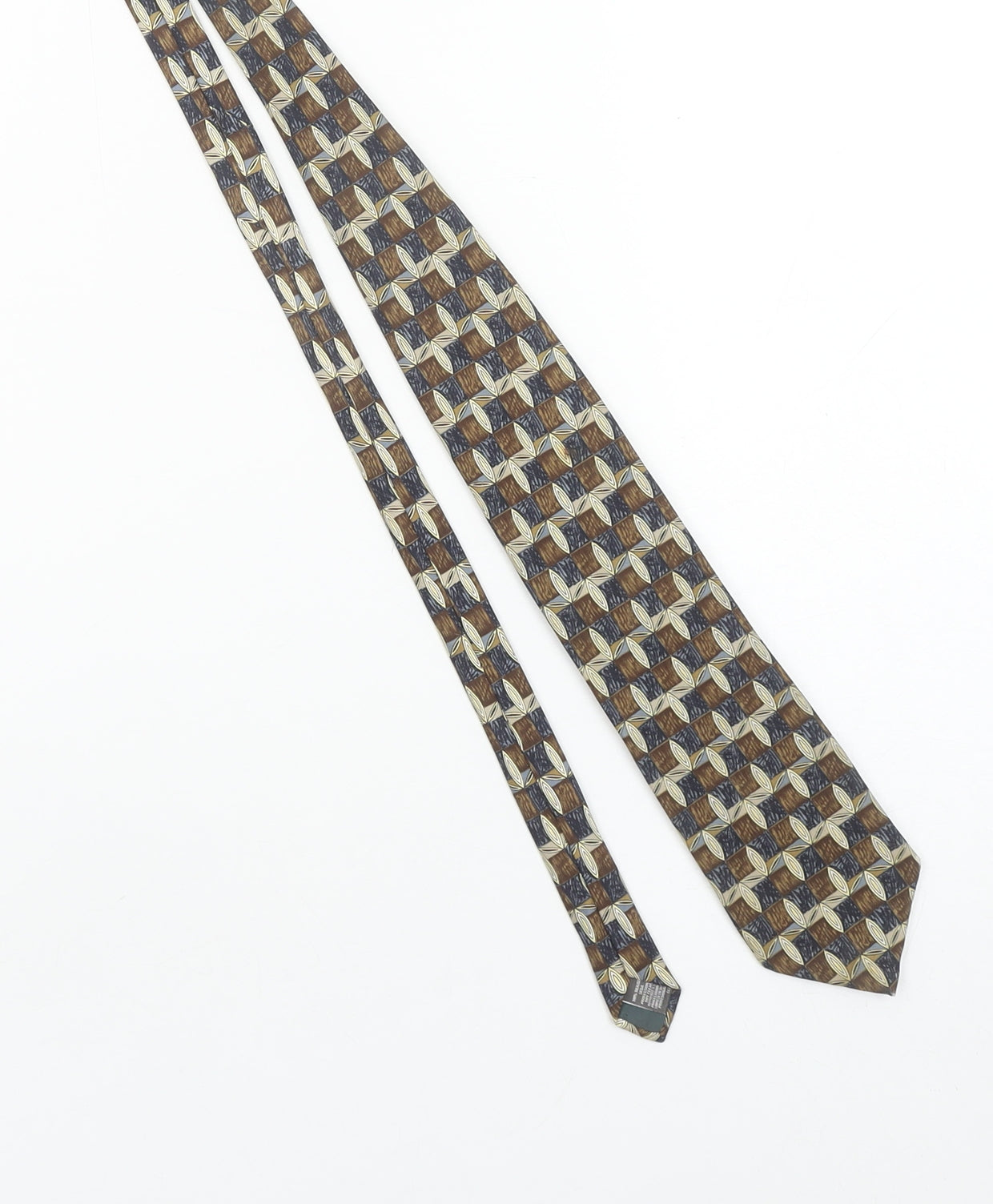 Marks and Spencer Men Brown Geometric Silk Designer Tie One Size