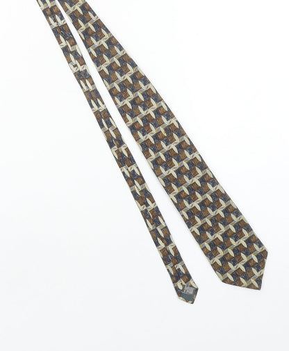 Marks and Spencer Men Brown Geometric Silk Designer Tie One Size