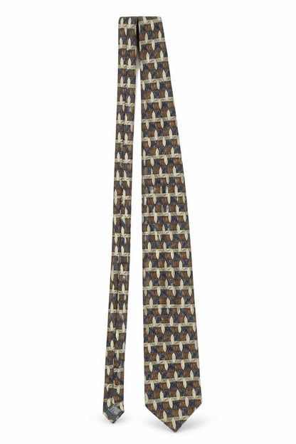 Marks and Spencer Men Brown Geometric Silk Designer Tie One Size
