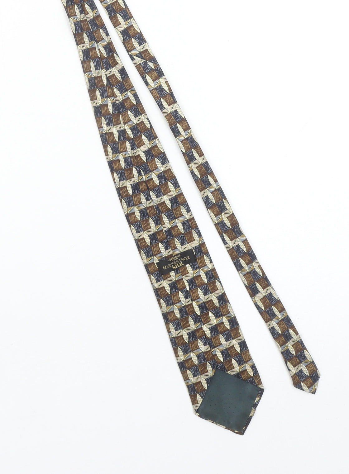 Marks and Spencer Men Brown Geometric Silk Designer Tie One Size