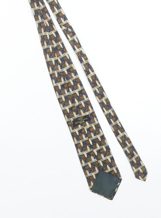 Marks and Spencer Men Brown Geometric Silk Designer Tie One Size