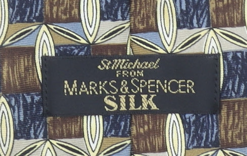 Marks and Spencer Men Brown Geometric Silk Designer Tie One Size