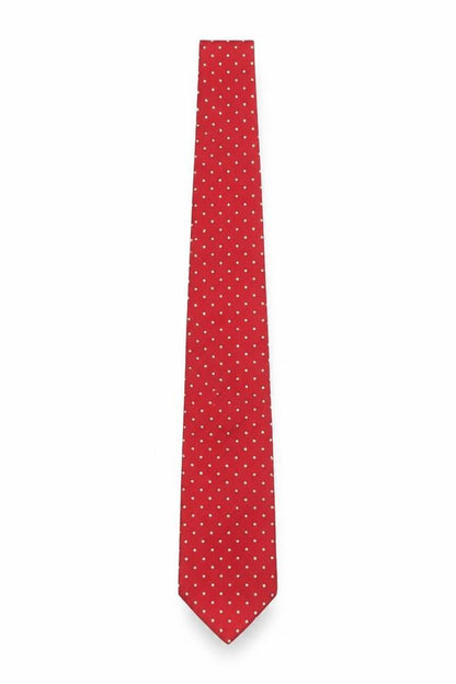 Mens Leonardo Purcell Tie Rack Red Polka Dot 100% Silk Slim Tie