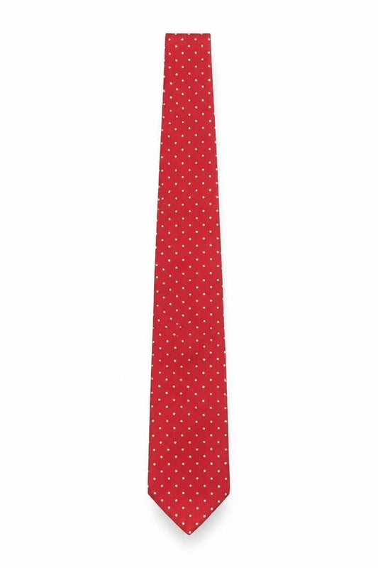 Mens Leonardo Purcell Tie Rack Red Polka Dot 100% Silk Slim Tie