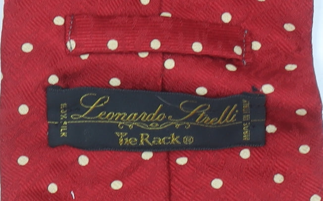 Leonardo Purcell Tie Rack Men Red Polka Dot Silk Slim Tie 176cm