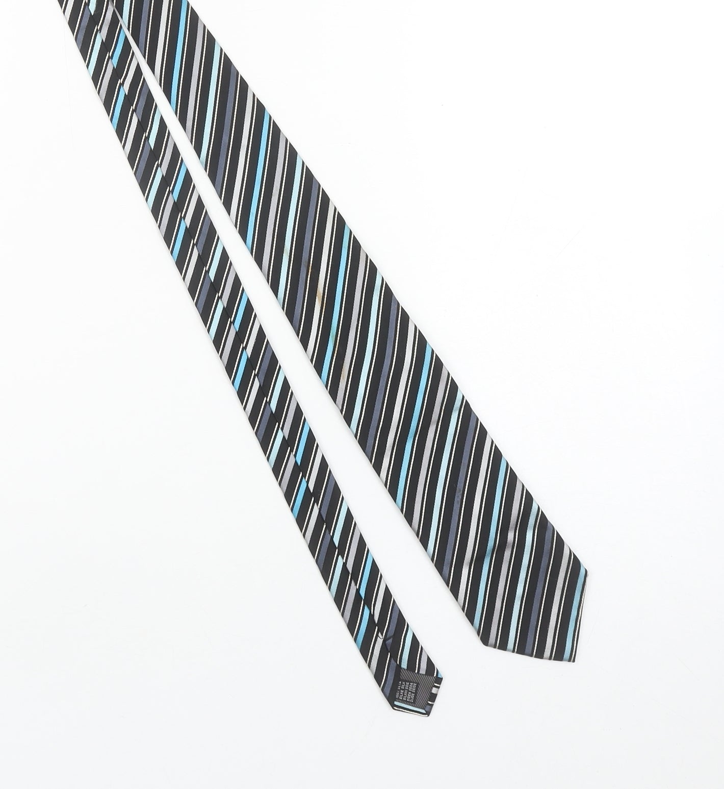 Mens Bäumler Black Striped 100% Silk Slim Tie