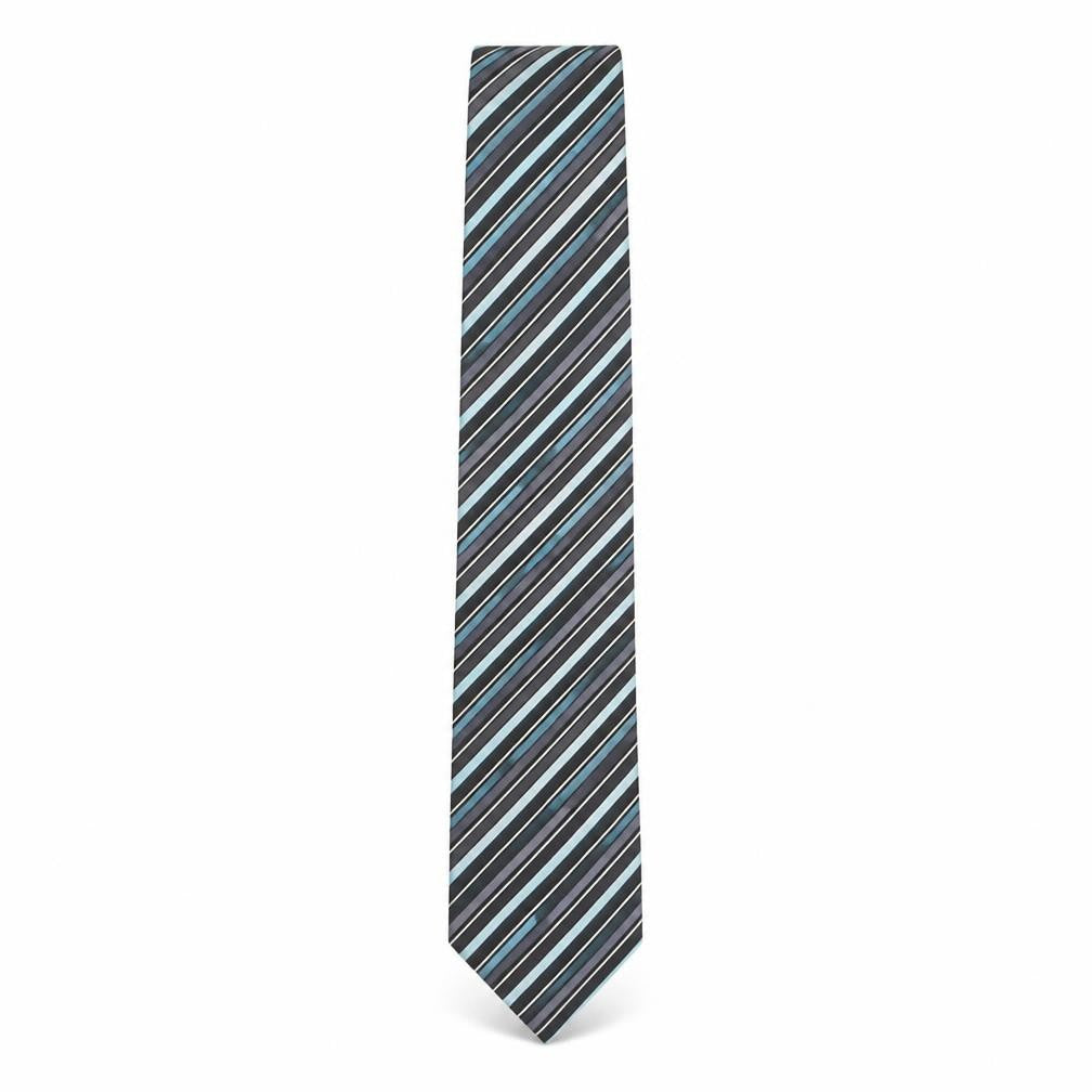 Mens Bäumler Black Striped 100% Silk Slim Tie