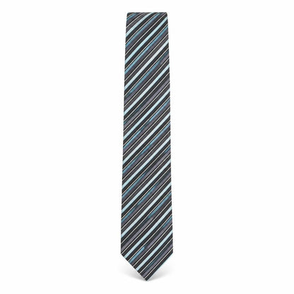 Mens Bäumler Black Striped 100% Silk Slim Tie