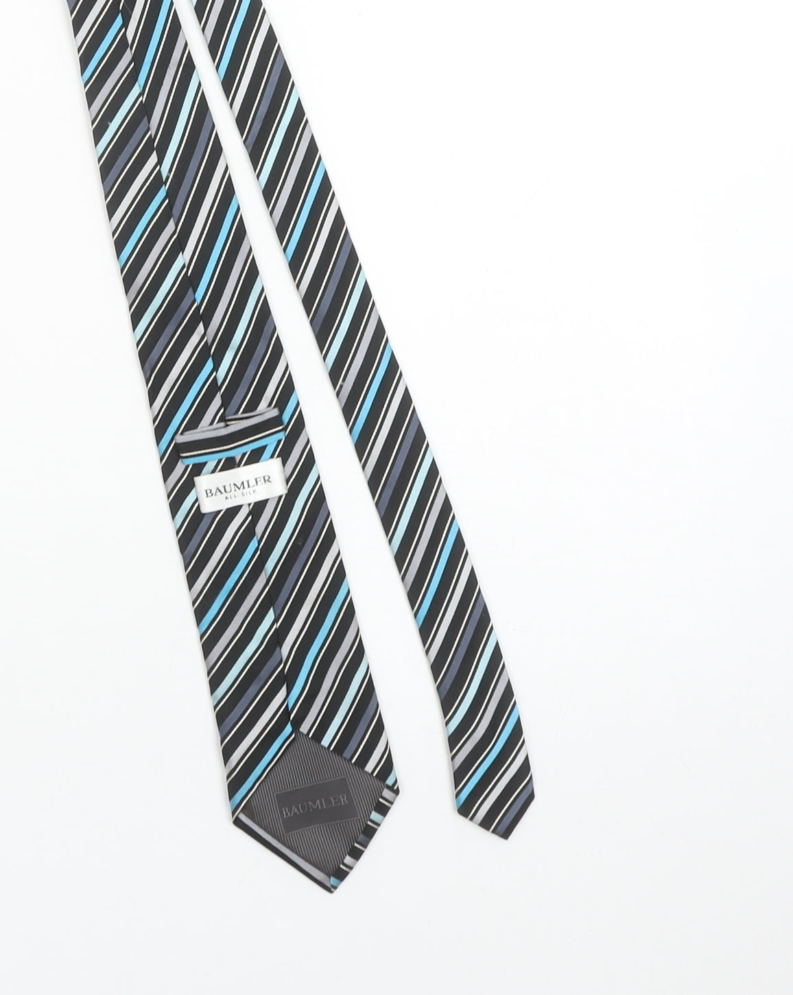 Mens Bäumler Black Striped 100% Silk Slim Tie