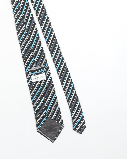 Bäumler Men's Black Striped 100% Silk Slim Tie One Size