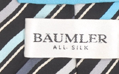 Mens Bäumler Black Striped 100% Silk Slim Tie