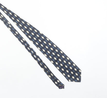 Silkworm London Men's Blue Geometric 100% Silk Handmade Tie