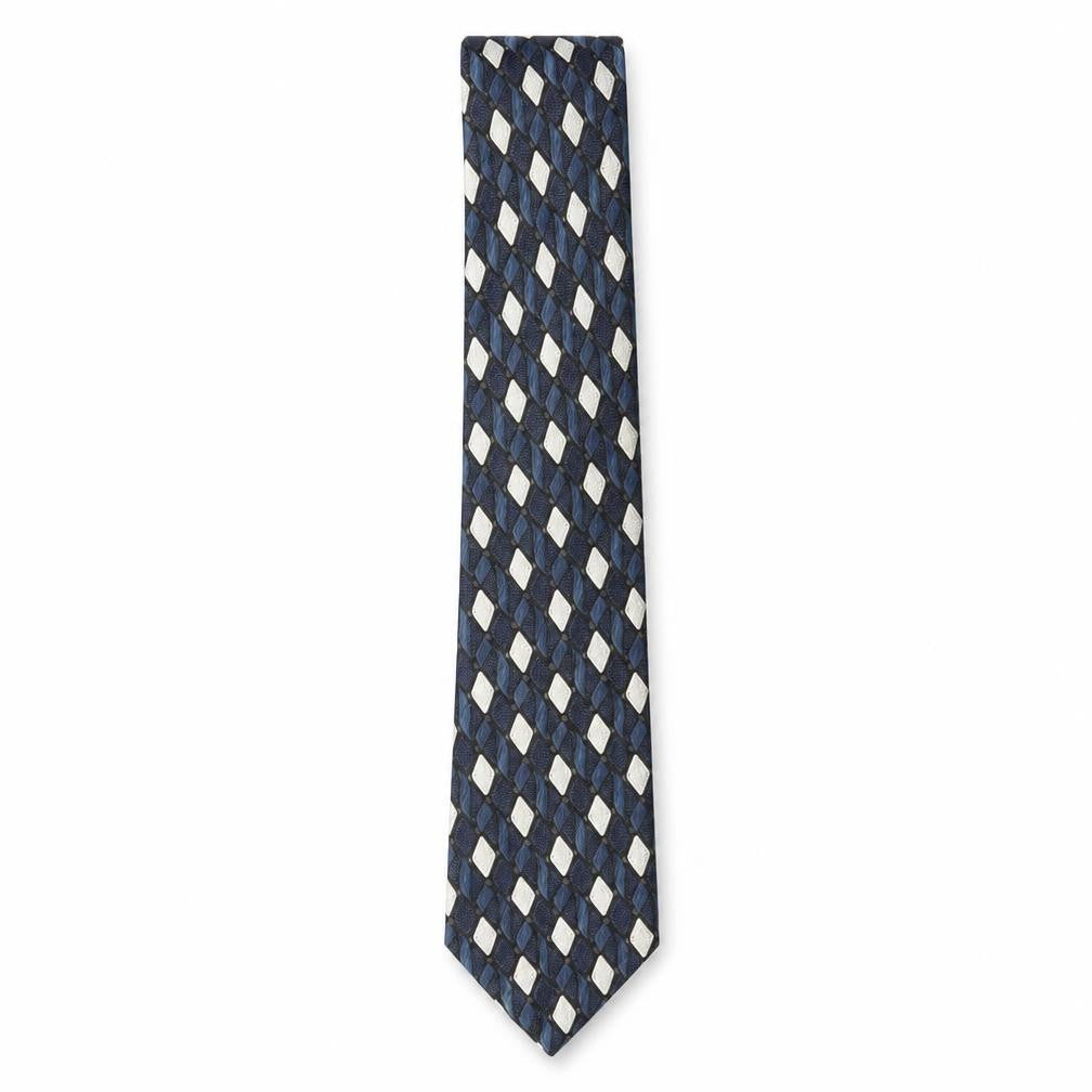 Mens Silkworm London Blue Geometric 100% Silk Designer Tie