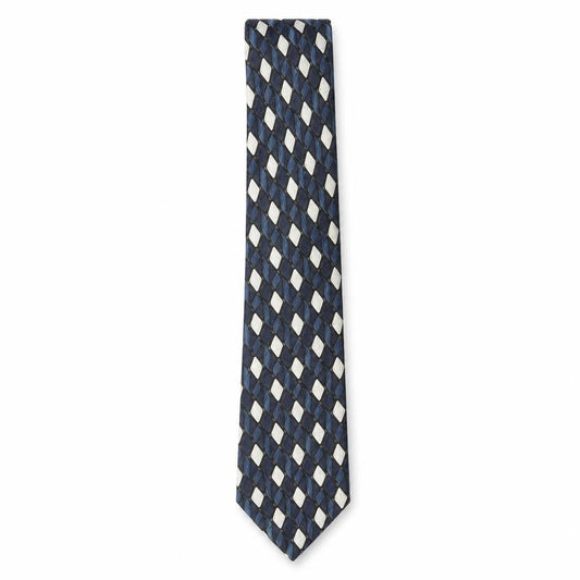 Mens Silkworm London Blue Geometric 100% Silk Designer Tie