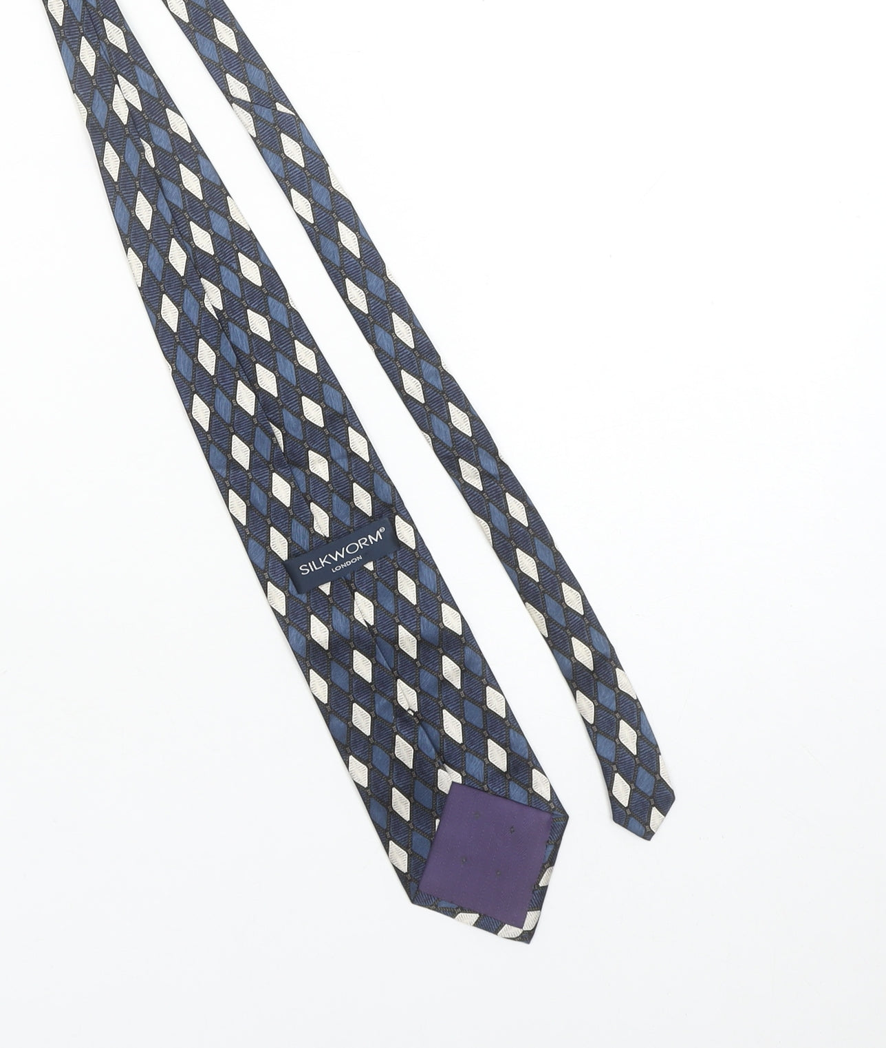 Silkworm London Men's Blue Geometric 100% Silk Handmade Tie