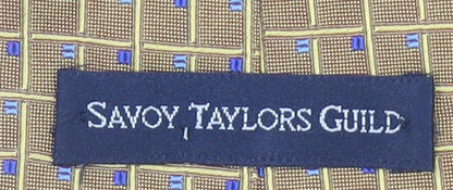 Savoy Taylors Guild Men's Beige Silk Geometric Handmade Tie