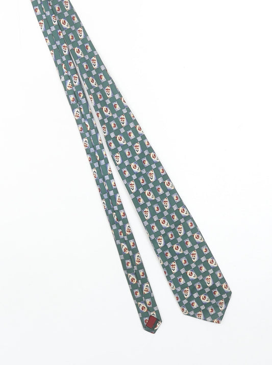 Mens Burton Green Floral 100% Silk Designer Tie
