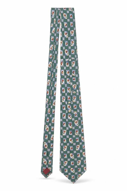 Mens Burton Green Floral 100% Silk Designer Tie