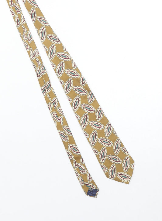 Mario Valentino Men's Beige Geometric Silk Tie 176cm Made in Italy