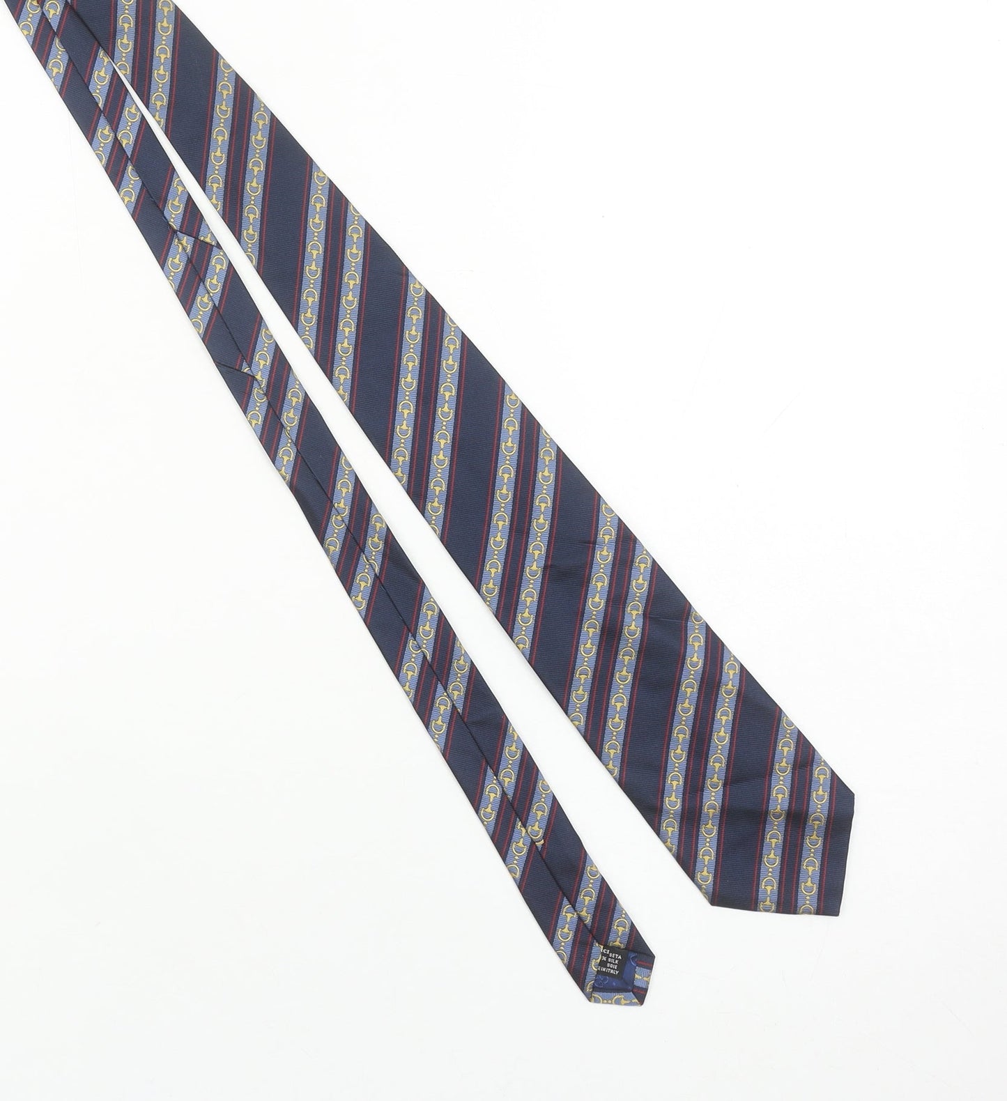 Gucci Men's Blue Striped Designer Silk Tie Bacardi Martini Vintage