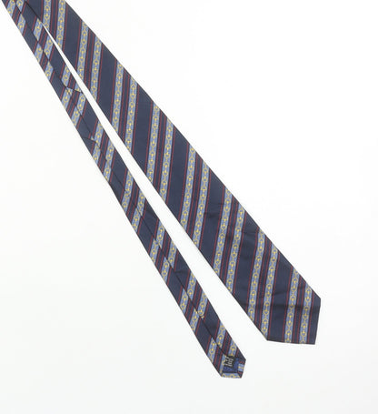 Gucci Men's Blue Striped Designer Silk Tie Bacardi Martini Vintage