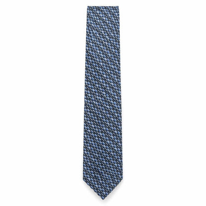 Mens Jeff Banks Blue Geometric 100% Silk Designer Tie