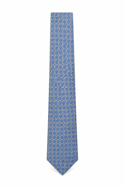 Mens James Meade Blue Geometric 100% Silk Pointed Tie