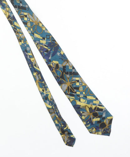 Pierre Cardin Men's Blue Floral Silk Tie Made in UK - Designer Accessory