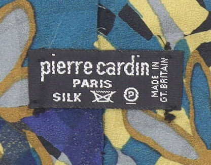 Pierre Cardin Men's Blue Floral Silk Tie Made in UK - Designer Accessory