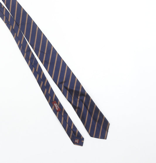 TM Lewin Men’s Blue Striped Pure Silk Handmade Tie 176cm