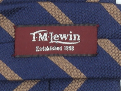 TM Lewin Men’s Blue Striped Pure Silk Handmade Tie 176cm