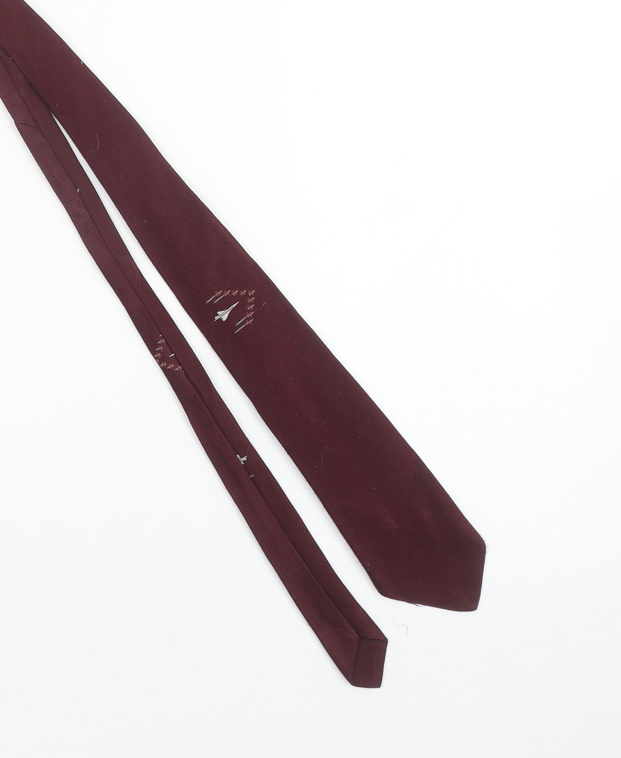 Alan Bright Men’s Burgundy Polyester Tie with Jet Pattern – One Size