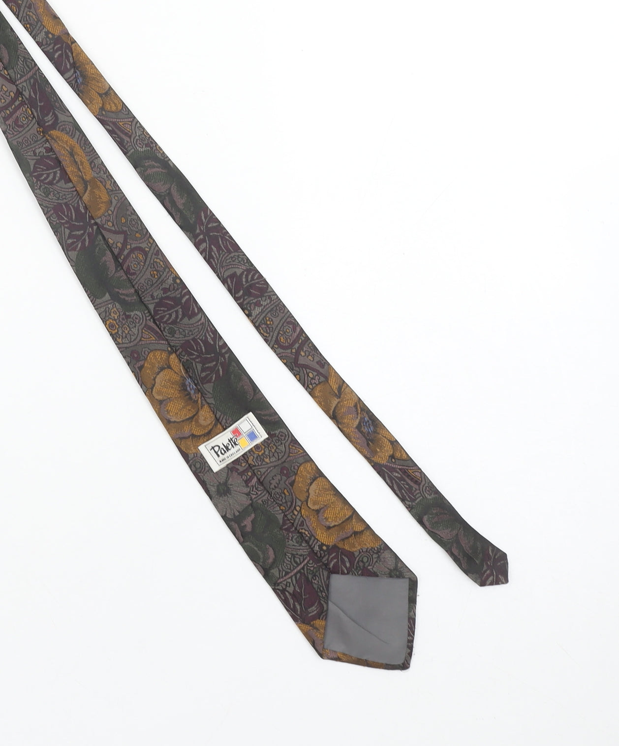 Palette Men's Brown Floral Paisley Silk Tie Made in England 176cm