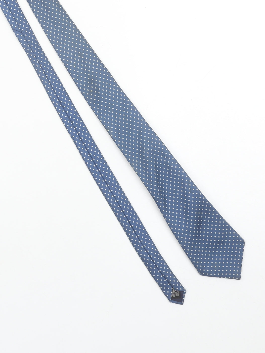 Mens James Meade Blue Polka Dot 100% Silk Slim Tie