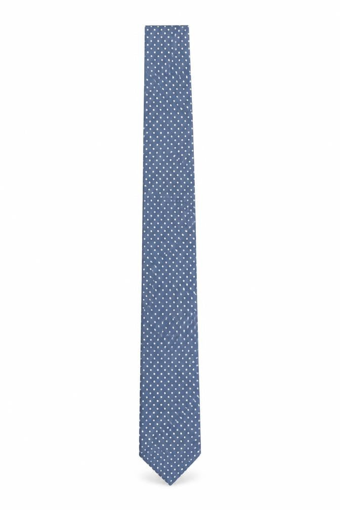Mens James Meade Blue Polka Dot 100% Silk Slim Tie