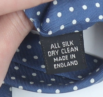 Mens James Meade Blue Polka Dot 100% Silk Slim Tie