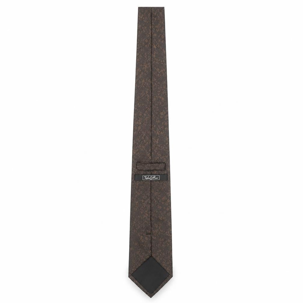 Mens Taylor & Reece Brown Floral 100% Polyester Slim Tie