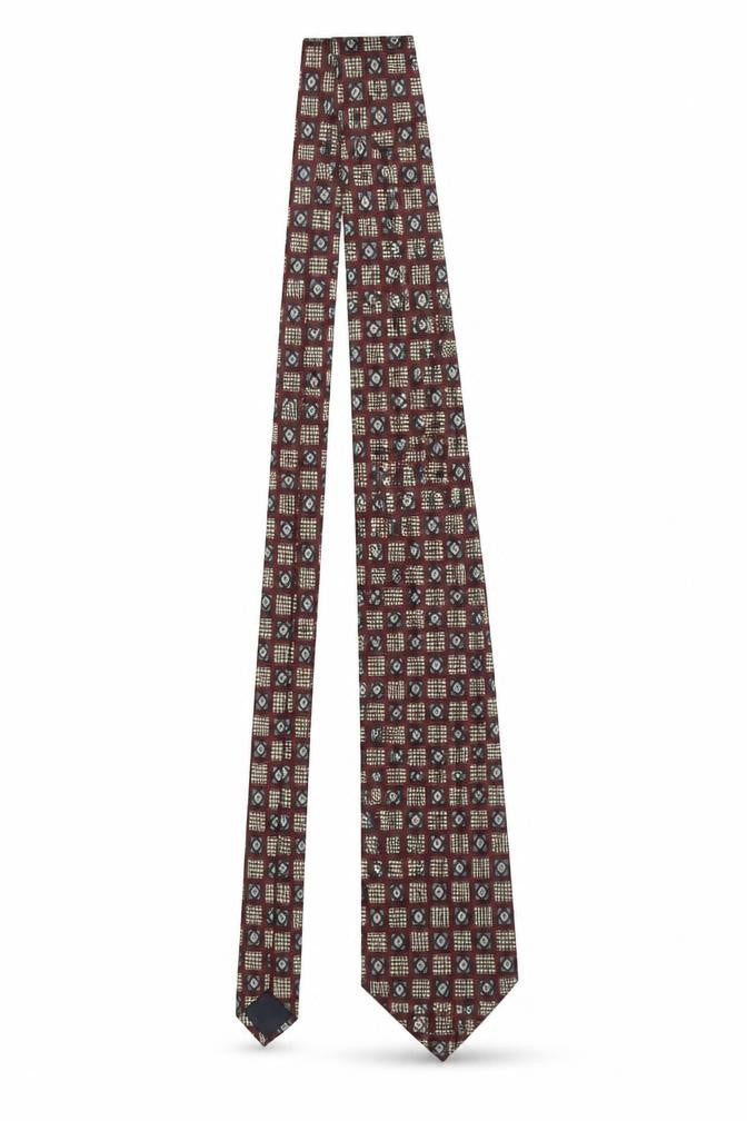 Mens Sidne Brown Geometric 100% Silk Designer Tie