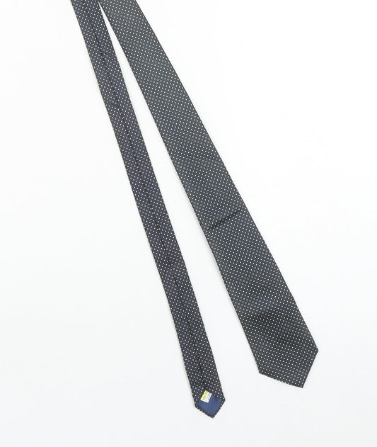 Mens Marks and Spencer Blue Polka Dot 100% Silk Slim Tie