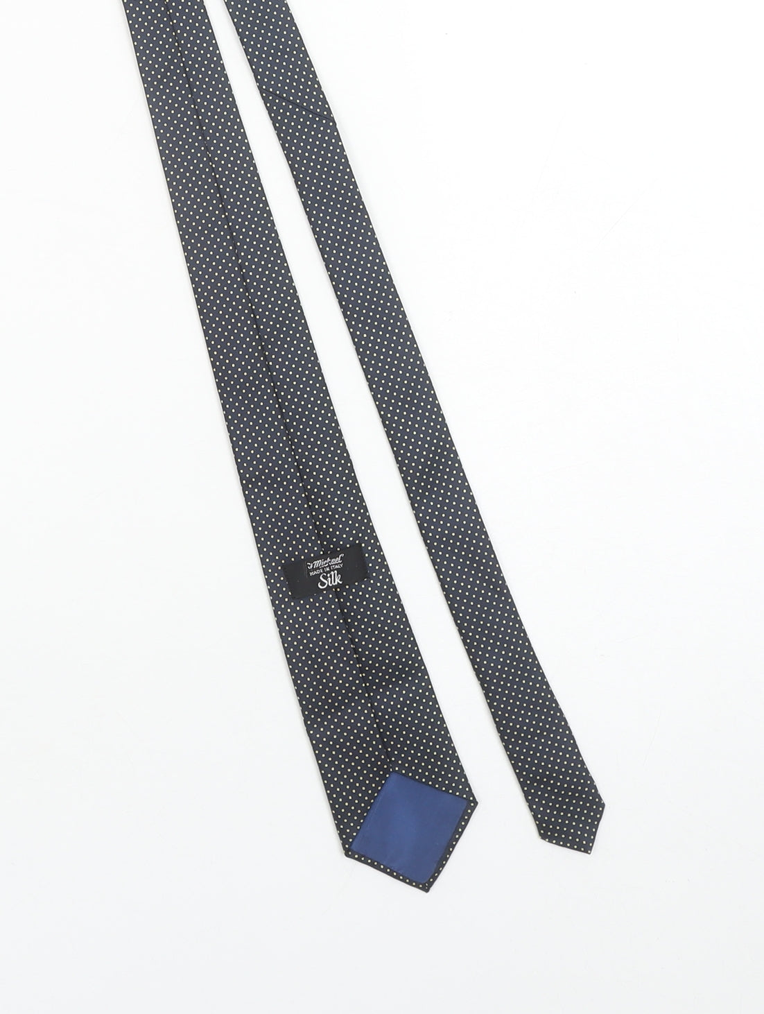 Mens Marks and Spencer Blue Polka Dot 100% Silk Slim Tie