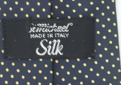 Mens Marks and Spencer Blue Polka Dot 100% Silk Slim Tie