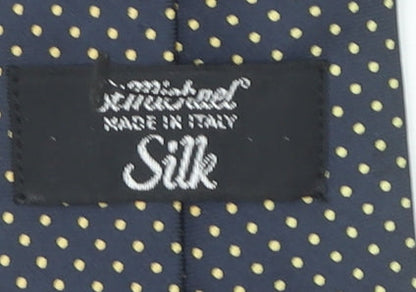 Mens Marks and Spencer Blue Polka Dot 100% Silk Slim Tie