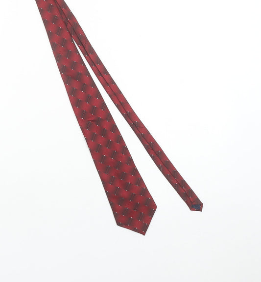 Kailong Men’s Red Geometric Handmade Silk Tie One Size