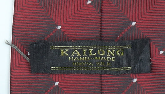 Kailong Men’s Red Geometric Handmade Silk Tie One Size