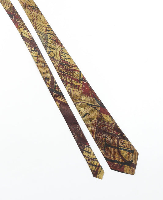 Neil Bottle Men's Bronze Abstract Silk Slim Tie One Size