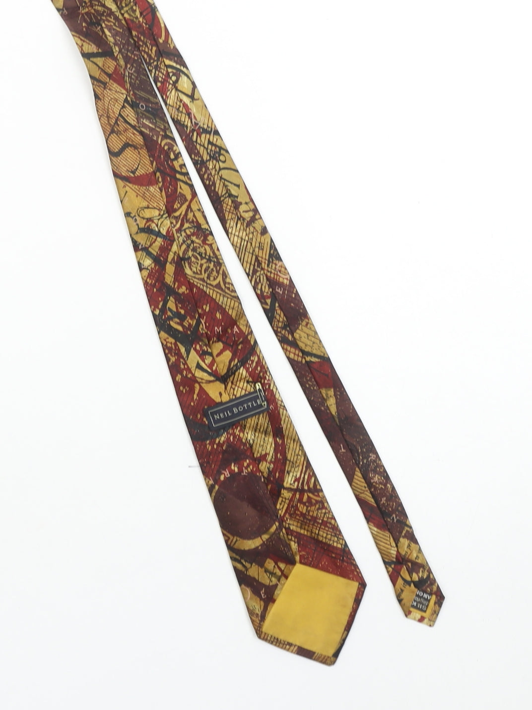 Neil Bottle Men's Bronze Abstract Silk Slim Tie One Size