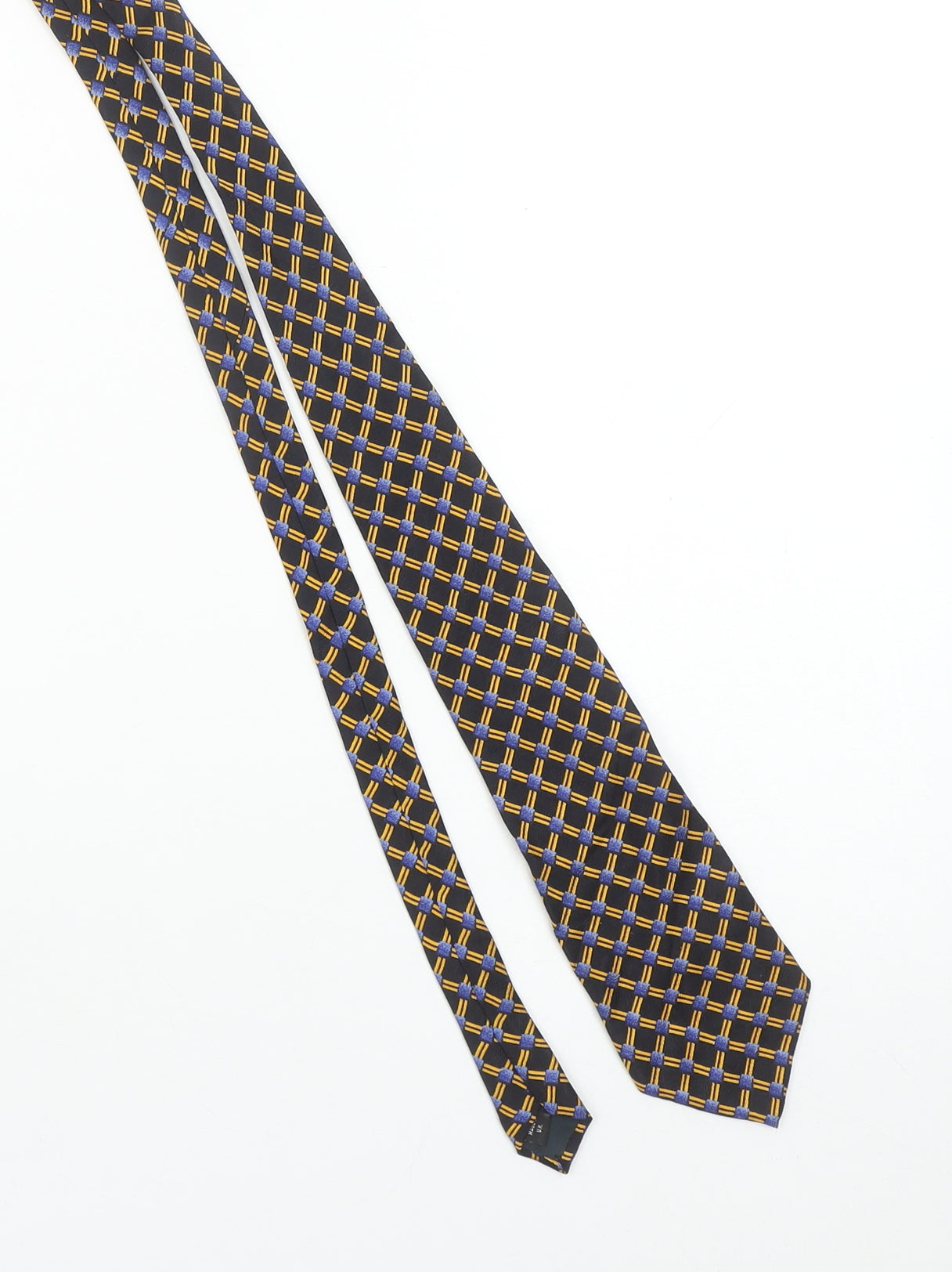 Mens Principles Blue Geometric 100% Silk Designer Tie